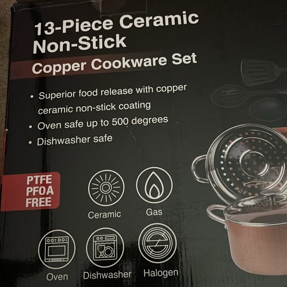 13 piece ceramic Non-Stick Copper Cookwarere new original packing and packaging - Picture 2 of 6